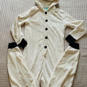 Men's Cream Hooded Onesie with Black Accents pajamas